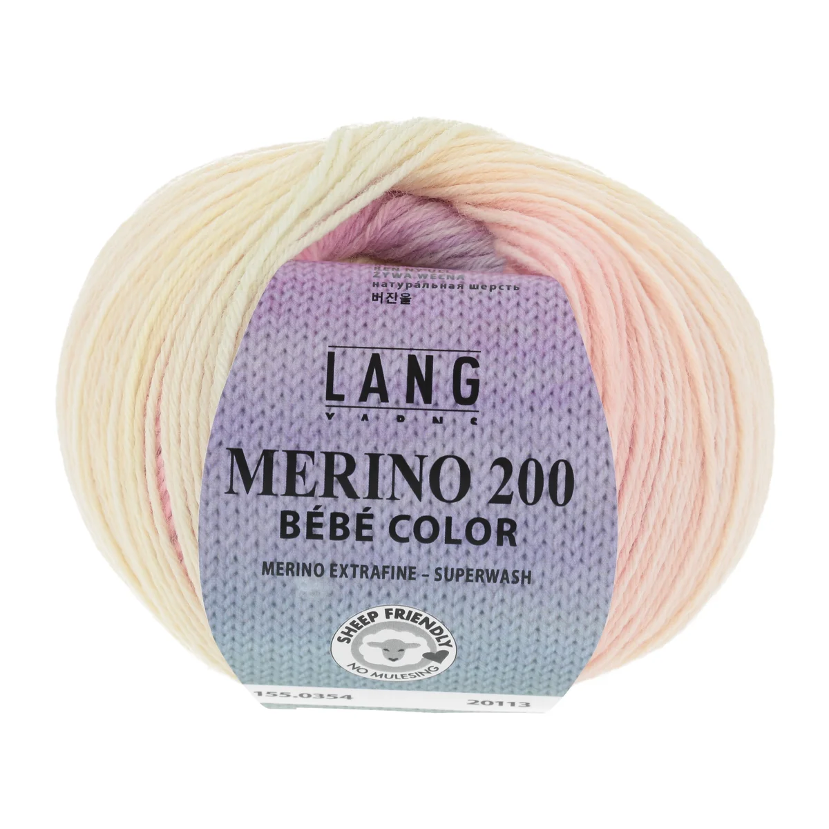 Lang Yarns MERINO 200 BEBE COLOR BUNT ROSA/BLAU/GELB 50g