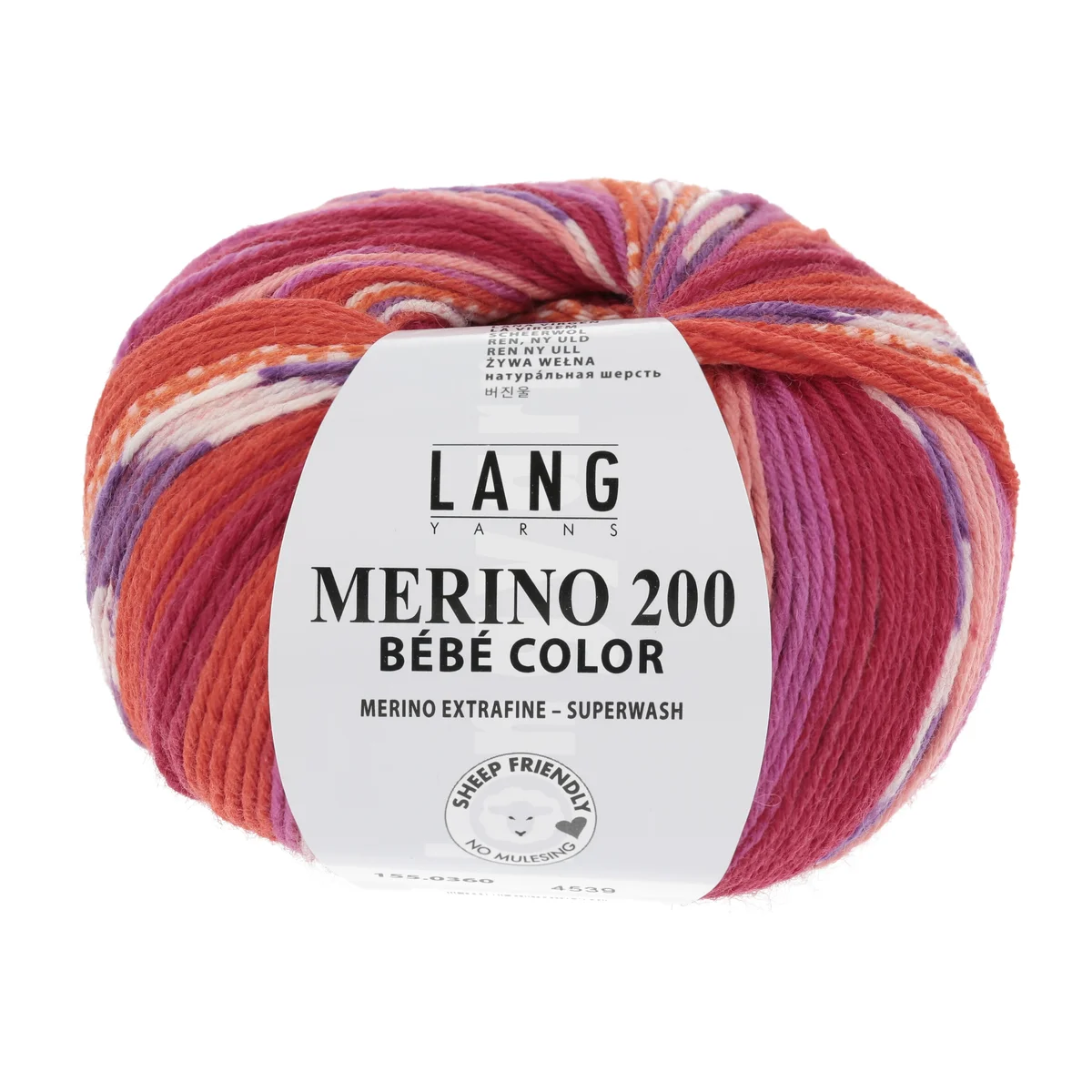 Lang Yarns MERINO 200 BEBE COLOR - ROT/ORANGE/VIOLETT 50g
