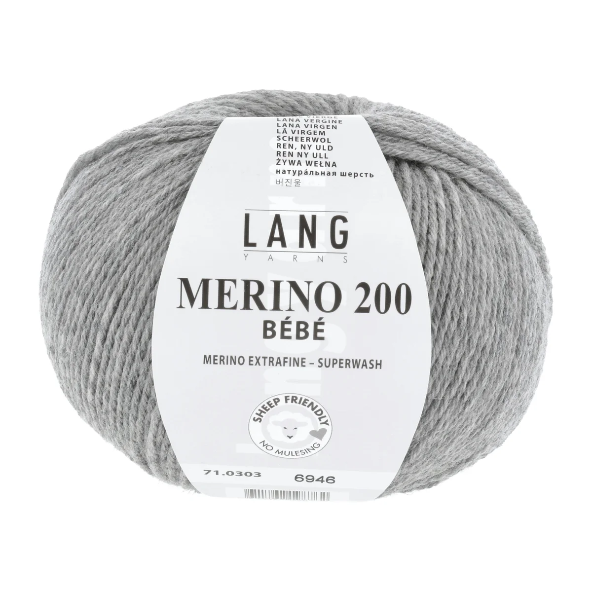 Lang Yarns MERINO 200 BEBE - HELLGRAU MÉLANGE 50g